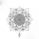 mandala with sunflowers and Labrador tattoo design idea