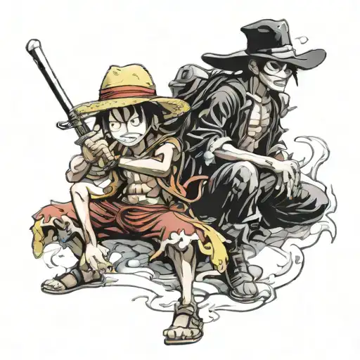 Luffy and zorro one piece tattoo design idea