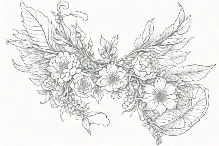 red silk-cotton，A kind of plant growing tattoo design idea