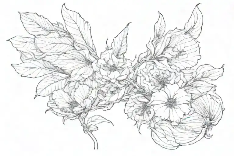 silk cotton flower，A kind of plant growing tattoo design idea