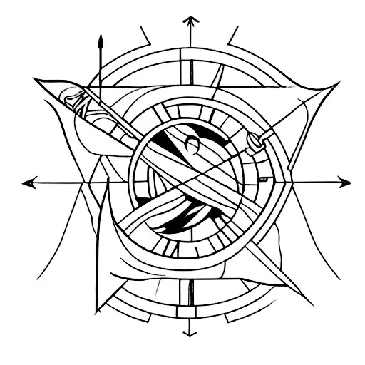 outline of a bow and arrow and the north star tattoo design idea