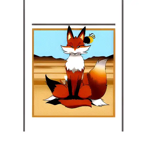 animal fox in the desert tattoo design idea