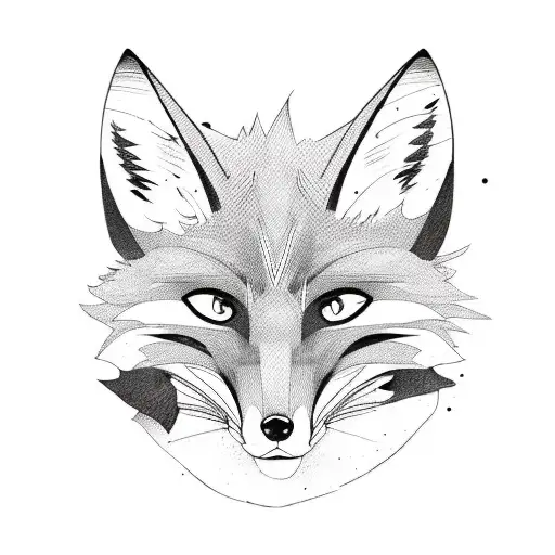 animal fox comic tattoo design idea