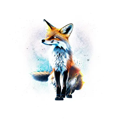 animal fox in the desert tattoo design idea