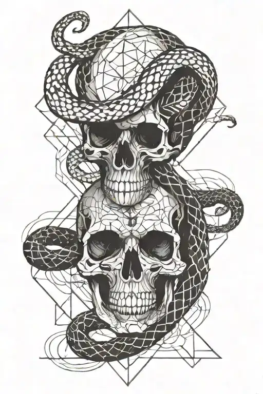 Snake & skull with quote tattoo design idea