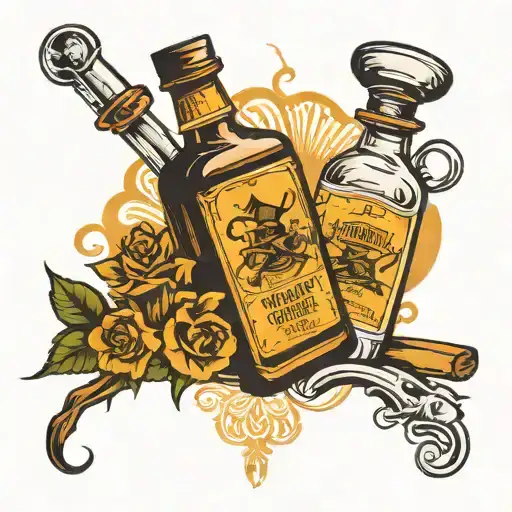 joint and whiskey bottle   tattoo design idea