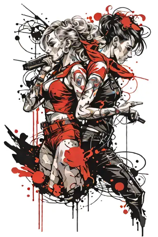 lesbian couple tattoo design idea