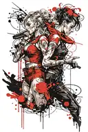 lesbian couple tattoo design idea