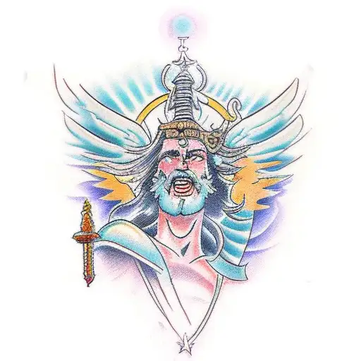 the divine and epic battle of the gods in heaven tattoo design idea