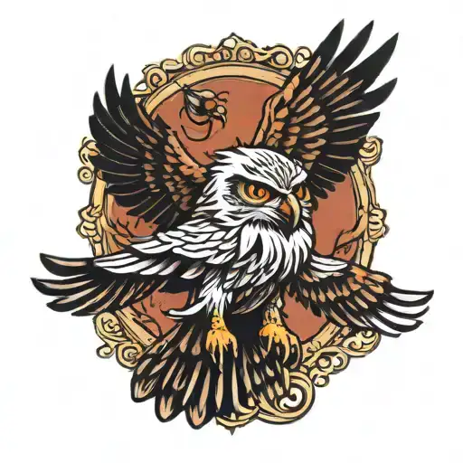 eagle and owl flying tattoo design idea