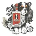Cavalier king Charles with a bottle of jack Daniels  tattoo design idea