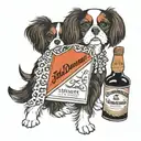 Cavalier king Charles with a bottle of jack Daniels  tattoo design idea