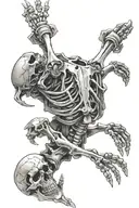 skeleton hand going up the spine to my next with some world ending stuff   tattoo design idea