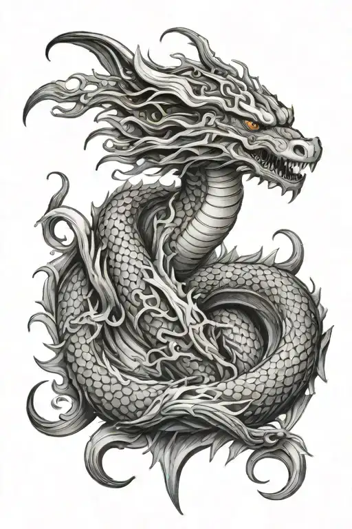 leviathan mythological animal surrounded tattoo design idea