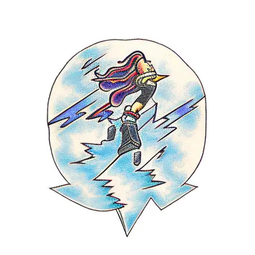Lightning between clouds tattoo design idea