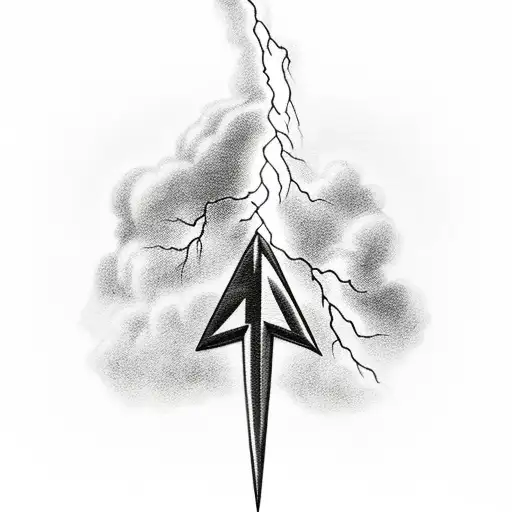 Lightning between clouds tattoo design idea