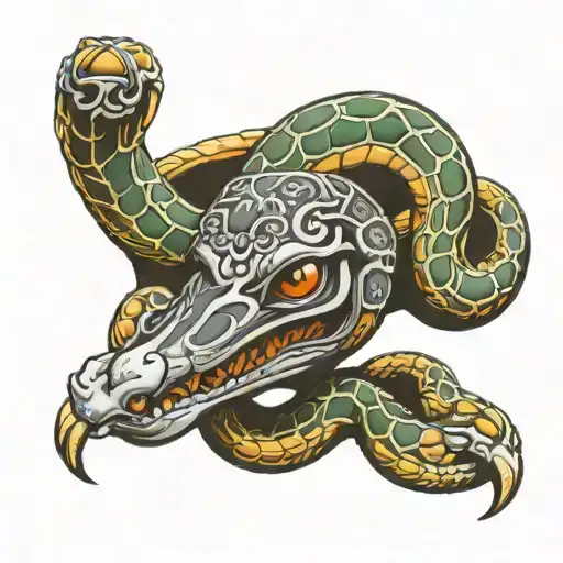 traditional snake style Rykard Elden ring tattoo design idea