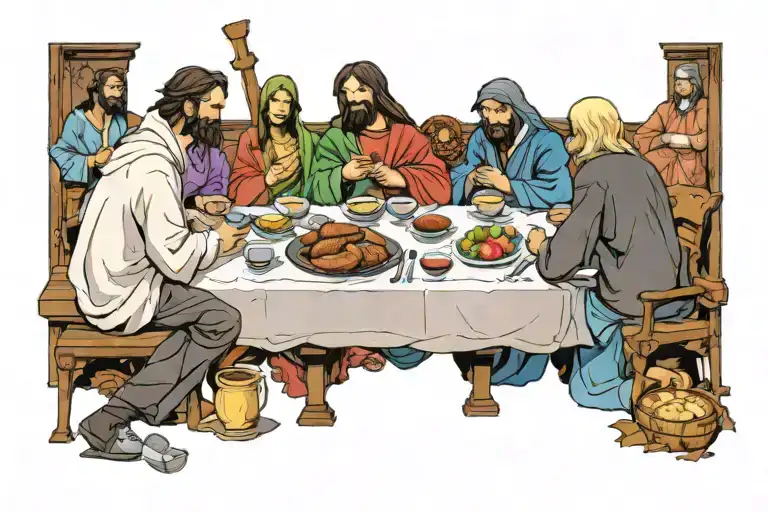 "The Last Supper" with video game characters tattoo design idea