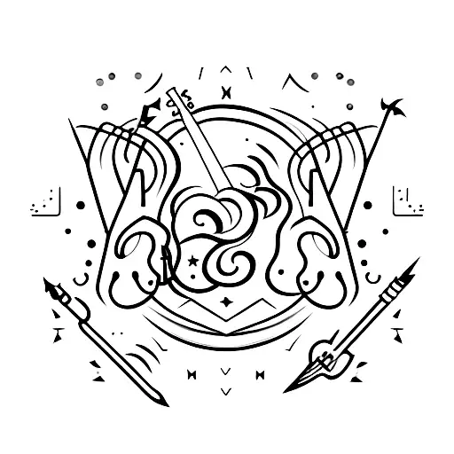 electric guitar and patronus tattoo design idea