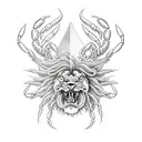 crab with lion mane and scorpion tail  tattoo design idea
