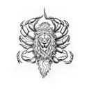 crab with lion mane and scorpion tail  tattoo design idea
