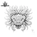 crab with lion mane and scorpion tail  tattoo design idea