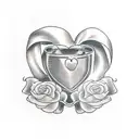 Design a tattoo using these elements: Canning Jar, Heart, Ribbon with the words “Grandma and Grandpa, June 9th, 1968” On tattoo design idea