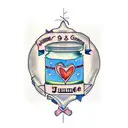 Design a tattoo using these elements: Canning Jar, Heart, Ribbon with the words “Grandma and Grandpa, June 9th, 1968” On tattoo design idea
