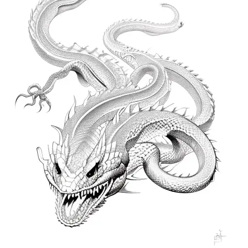 snake and dragon skin  tattoo design idea