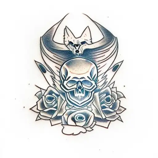 skull wolf tattoo design idea