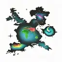 world map with aurora borealis tattoo design idea