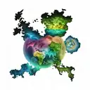 world map with aurora borealis tattoo design idea