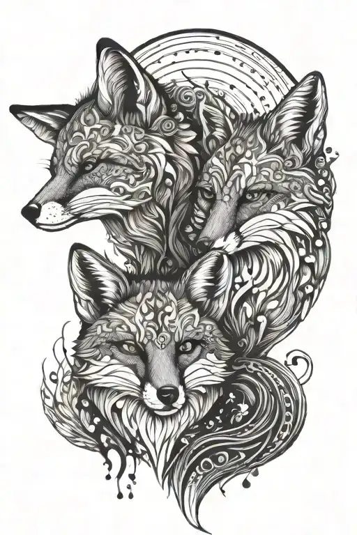 family fox tattoo design idea