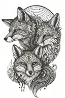 family fox tattoo design idea