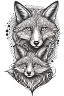 family fox tattoo design idea