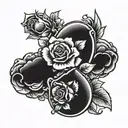 semi-colon with roses tattoo design idea