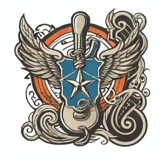 Air Force logo and music note intertwined tattoo design idea