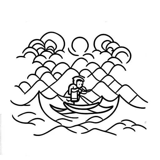 A serene lakeside scene with a grandfather and grandchild fishing together, capturing the bond and memories shared tattoo design idea