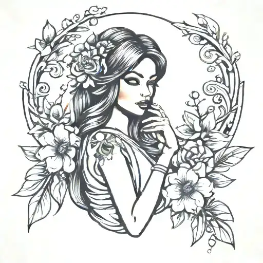 Virgo flower girl  tattoo design idea