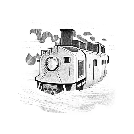 railroad train tattoo design idea