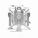 railroad train tattoo design idea