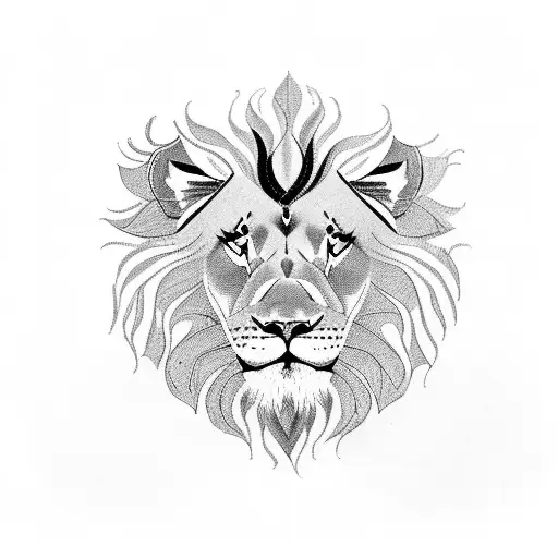 lion with old map of punjab in between his eyes tattoo design idea
