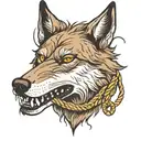 A wolfs head holding a bundle of rope in it's mouth tattoo design idea
