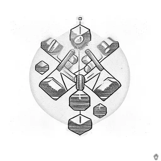 Dumbbell surrounded by scientific equations tattoo design idea