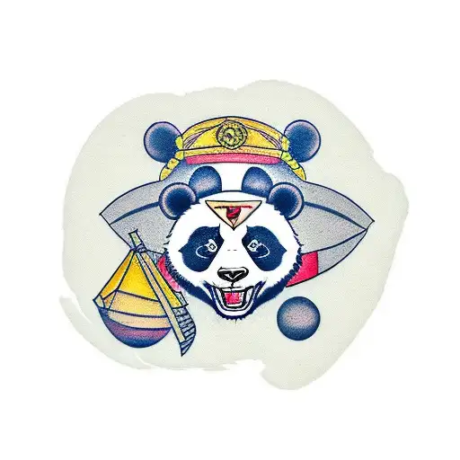 angry panda head tattoo design idea