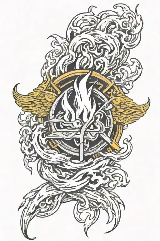 flames and paramedic symbol intertwined tattoo design idea
