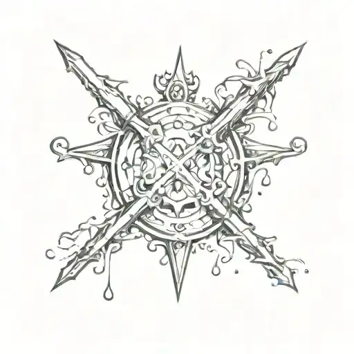 Two tridents in a X shape with water splashing around them tattoo design idea