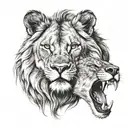lion eats wolf tattoo design idea