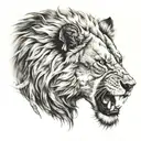lion eats wolf tattoo design idea