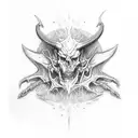 Leg sleeves, bones, diablo, red light, horns, mostly black, hell, dragon skin tattoo design idea